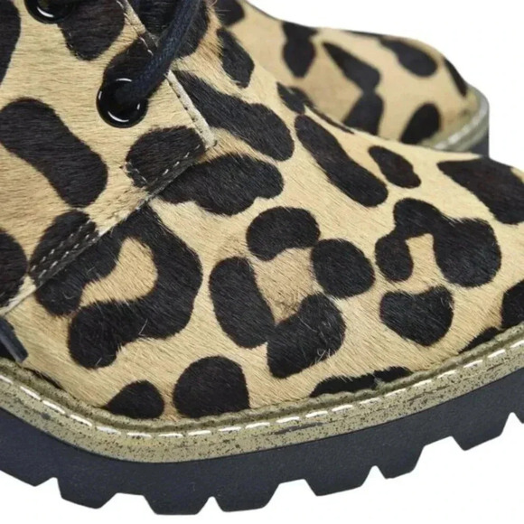 TopShop Chunky Heel Boots NWOT Calf Hair Leopard Brown Black Booties Size 37 - Picture 4 of 12